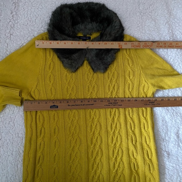 Lands’ End Cable-Knit Crewneck Women’s Sweater Collar faux fur, size M( 10/12) - Picture 6 of 10